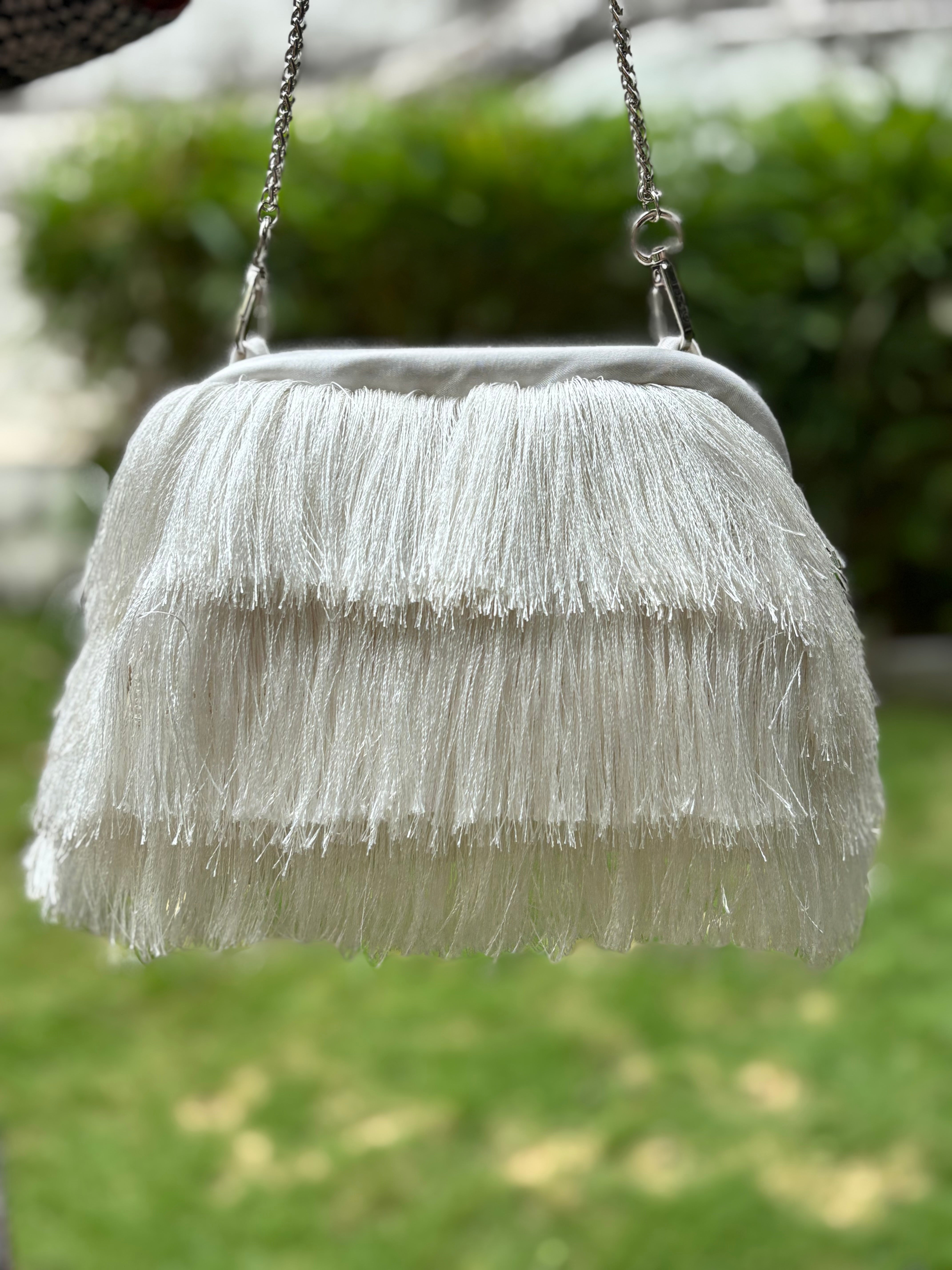SAMPLE Fringe Bag Pearl White