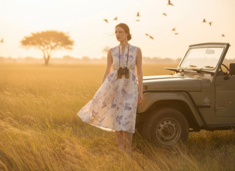 BirdSong Safari dress – nature-inspired Indian designer dress by Ozel