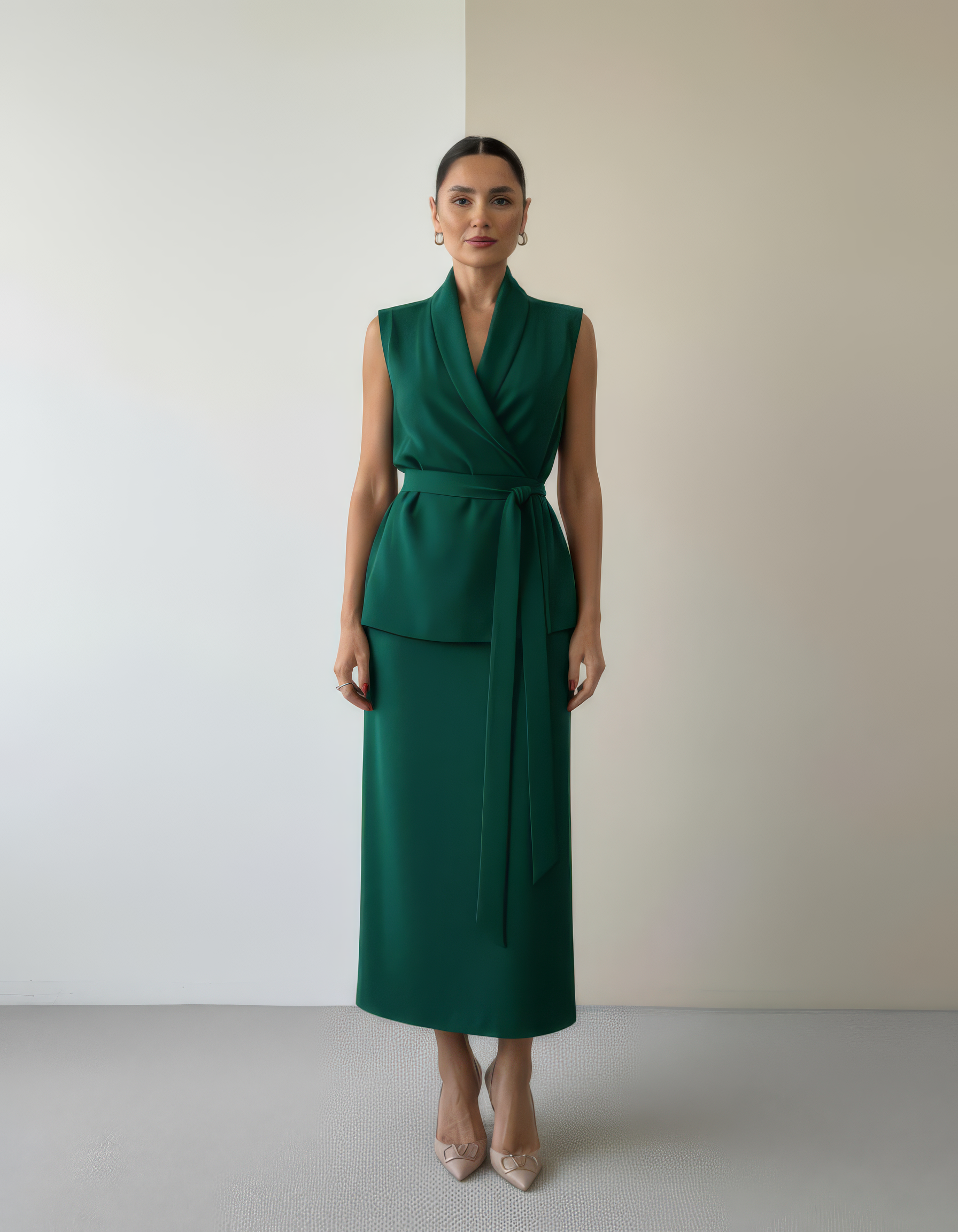 Alicia Sleeveless Wrap Midi Dress