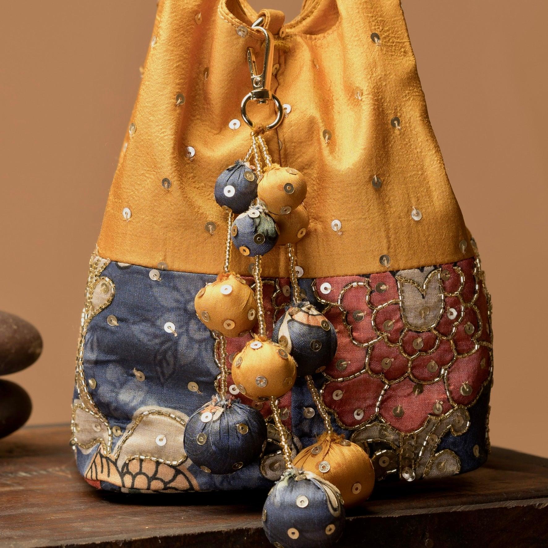 Kalamkari print handbag - Yellow - Ozel