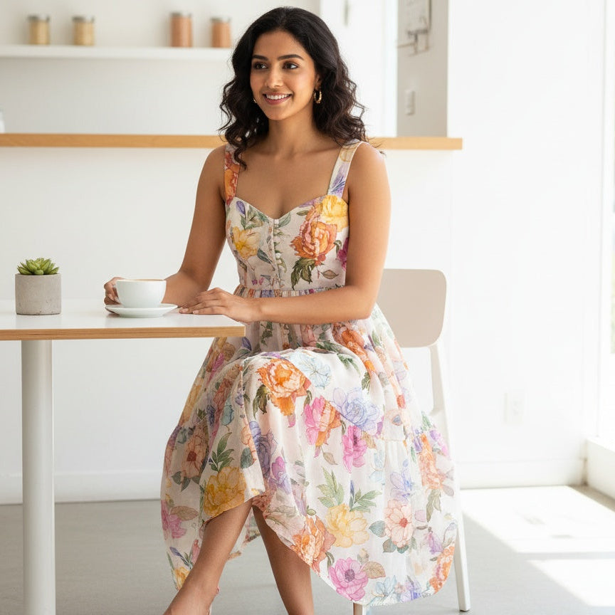 Watercolor sleeveless dress