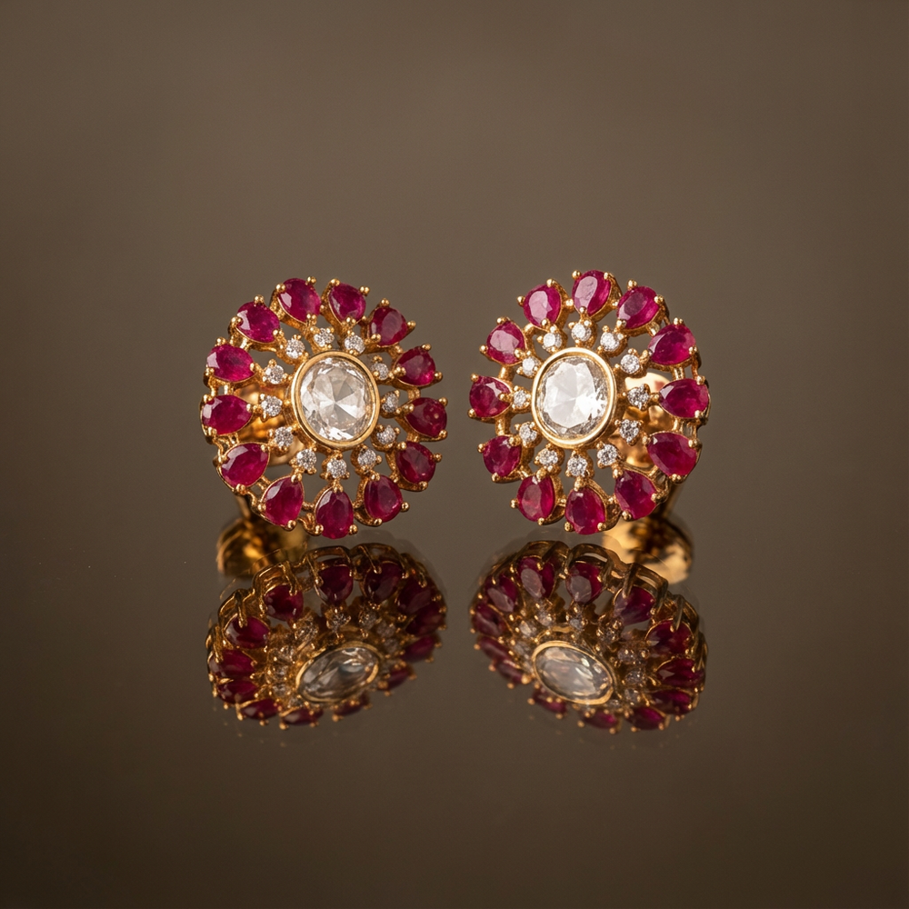 Orbit stud earrings – geometric ring detail by Ozel