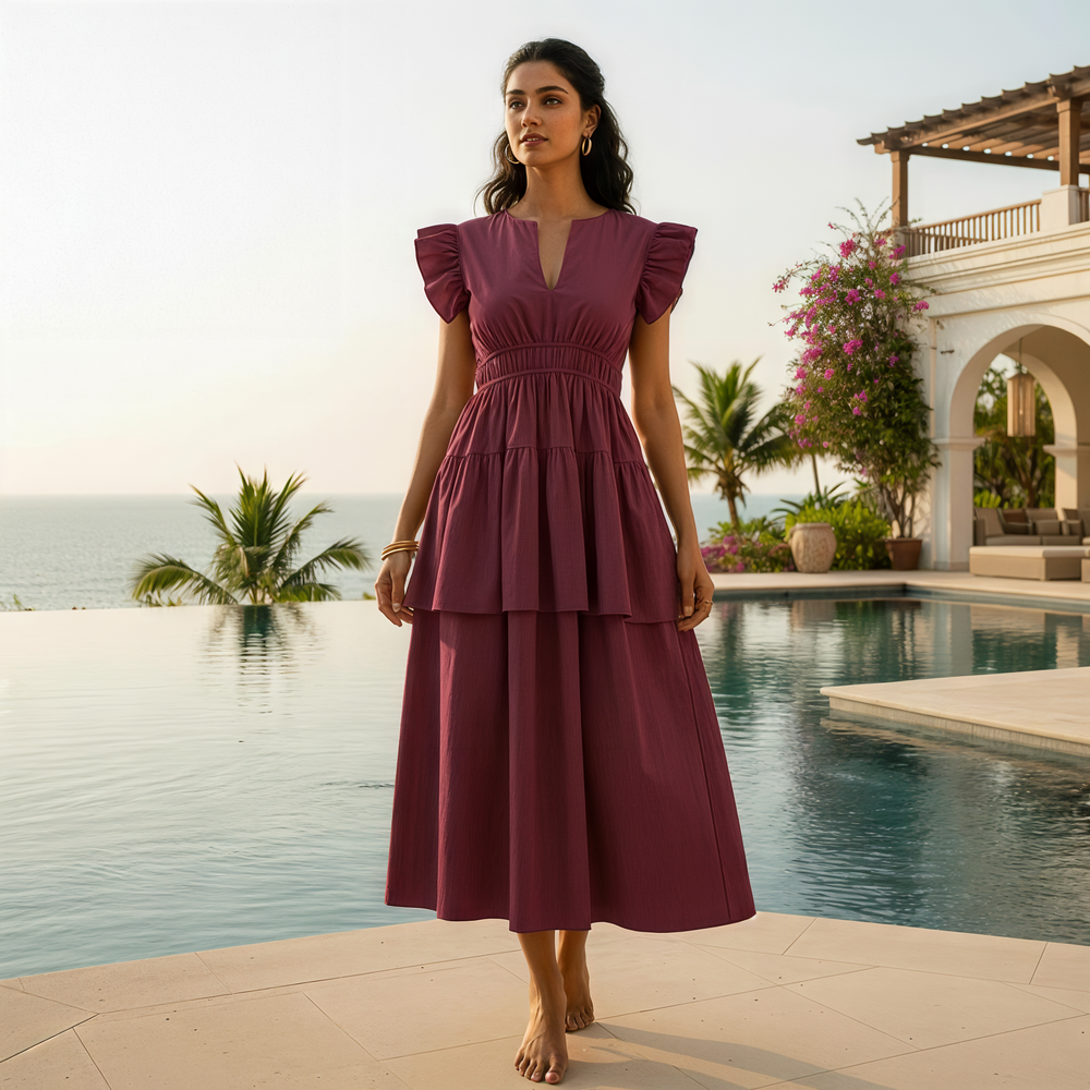 Poppy midi dress – elegant Indian designer dress by Villa 321 at Ozel