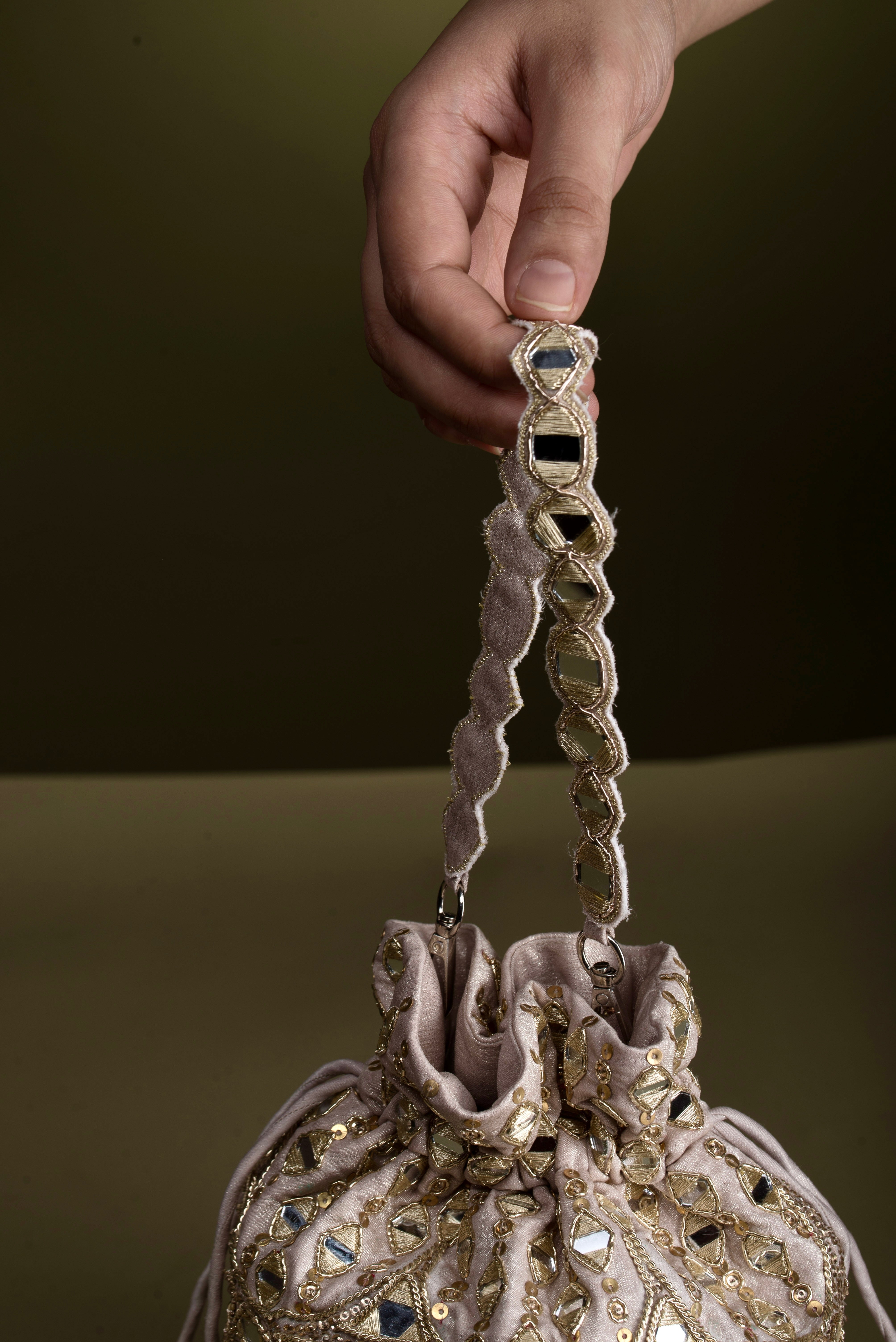 Mirror Work Bucket Bag