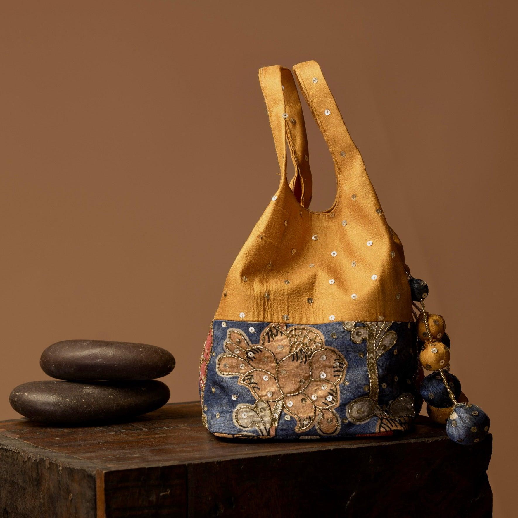 Kalamkari print handbag - Yellow - Ozel