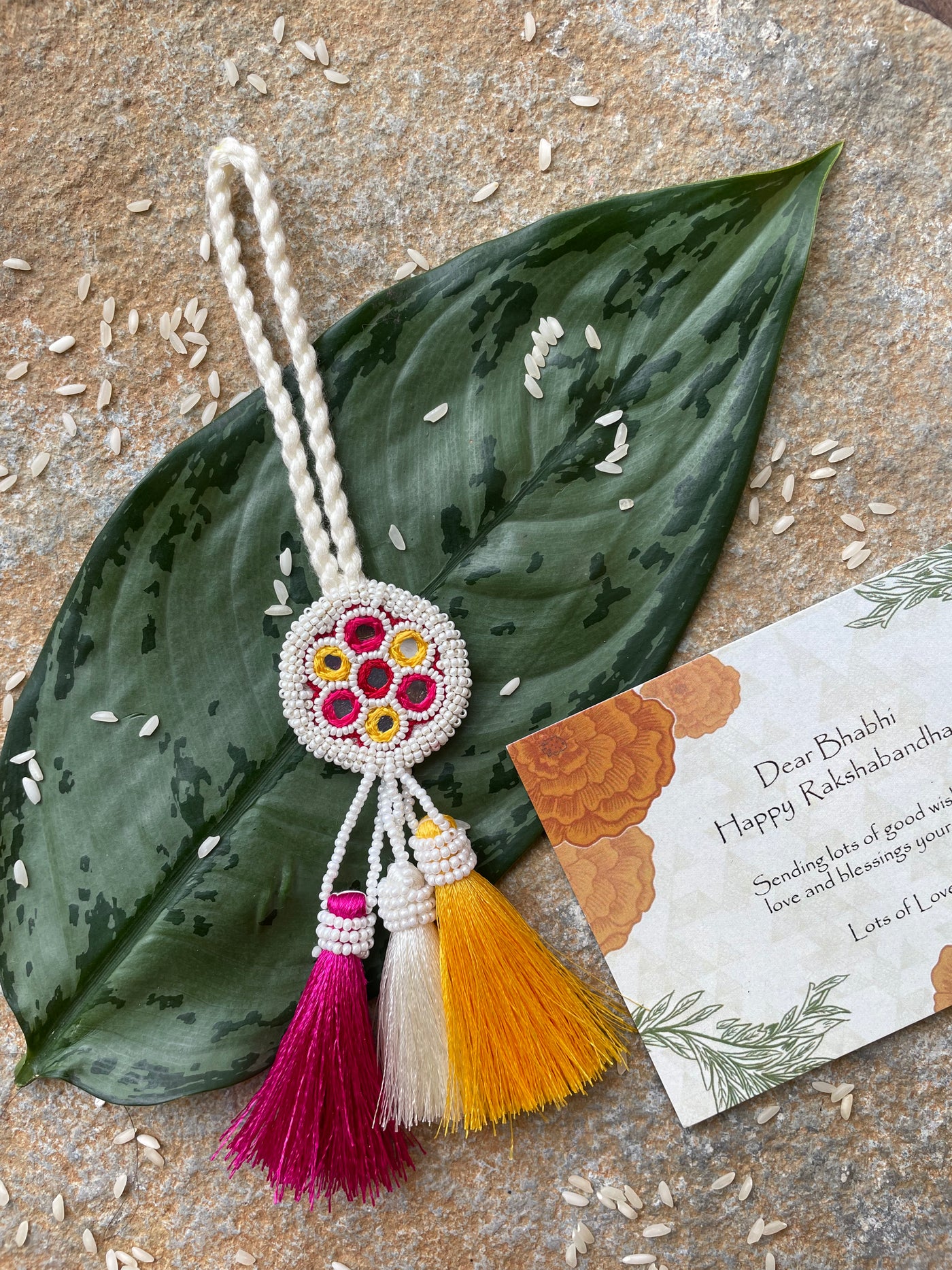Nishant mirror and pearl rakhi - Ozel