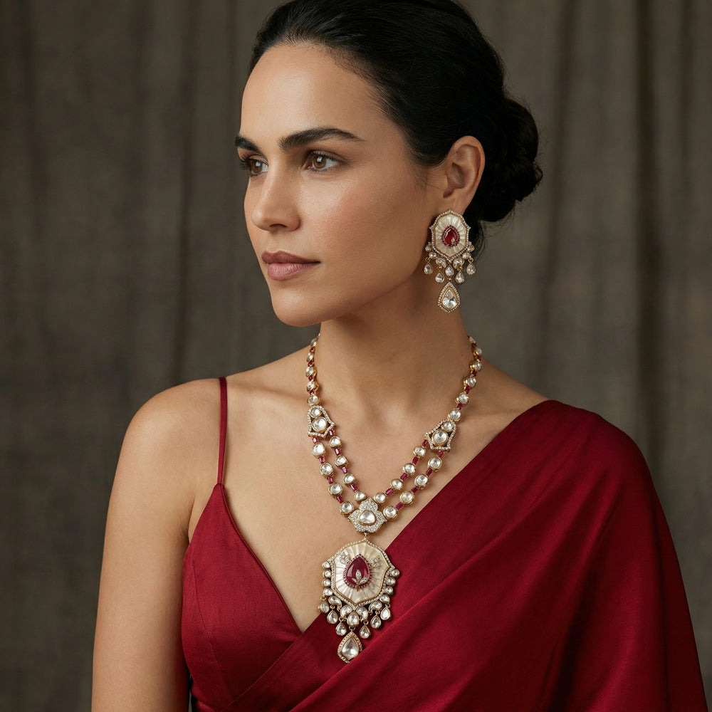 Legacy pearl necklace set – handcrafted Indian bridal pearl necklace by Ozel