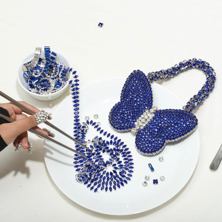 Sapphire Rhinestone Mini Butterfly Bag