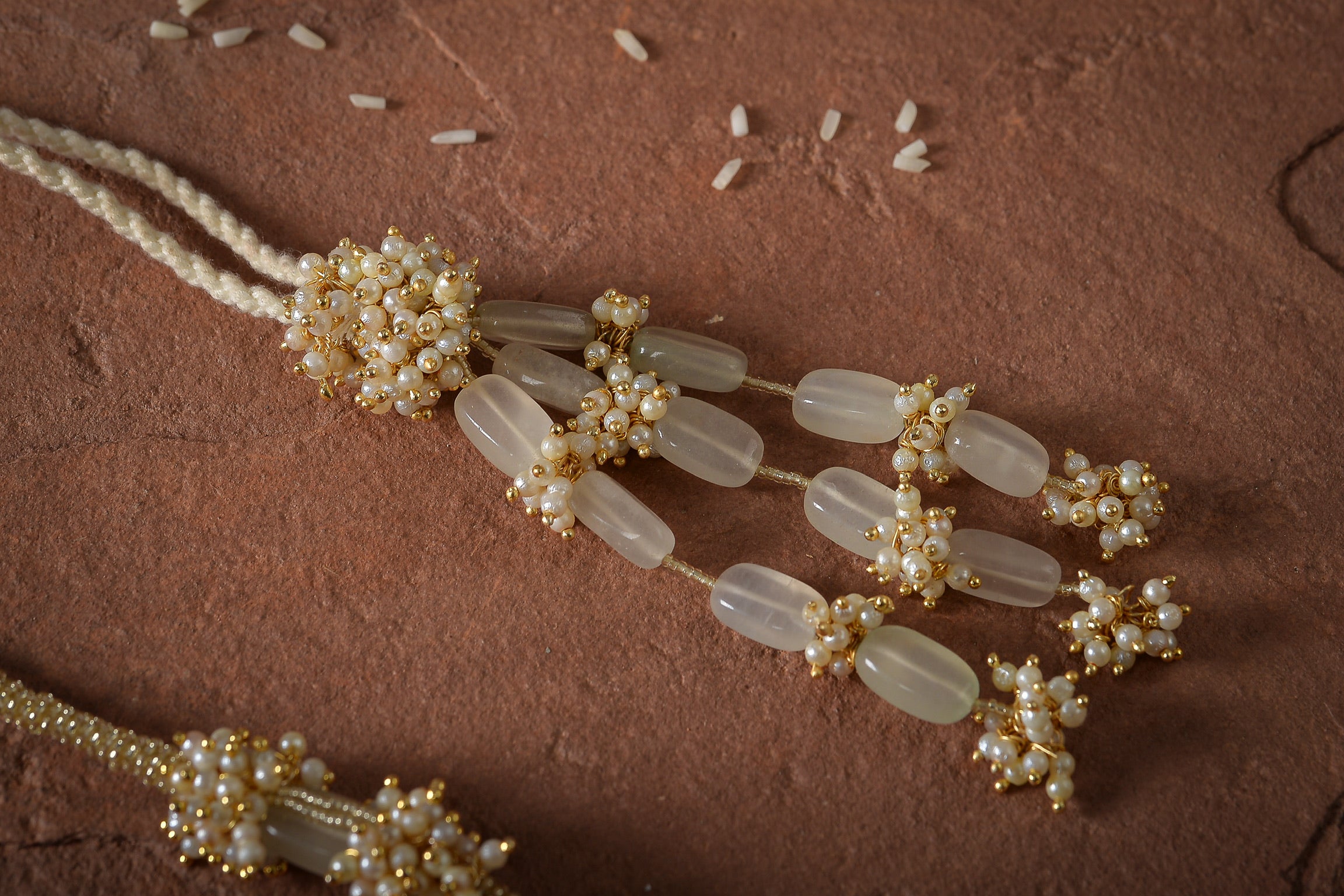 Vishesh Green Pearl bunch and stone Rakhi Lumba - Ozel