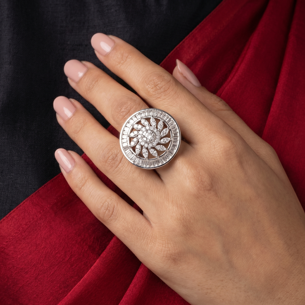 Aarini celestial bloom ring – handcrafted Indian heirloom by Ozel