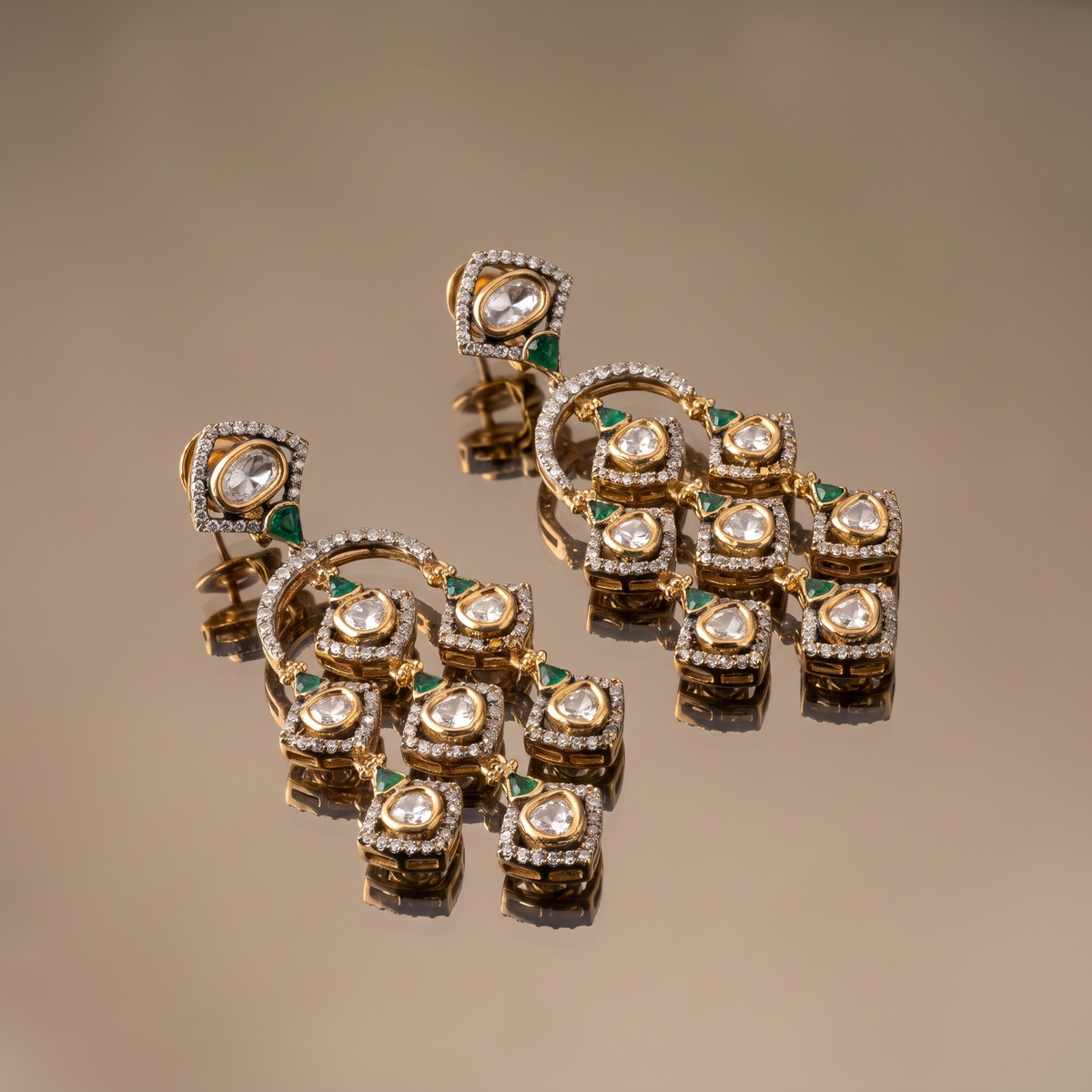 Aarna Ruby Polki Chandelier Earrings