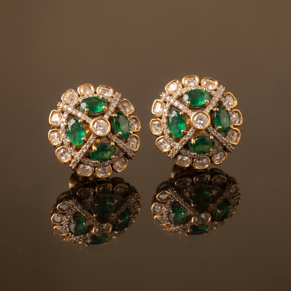 Aditi royal bloom stud earrings – styled detail by Ozel