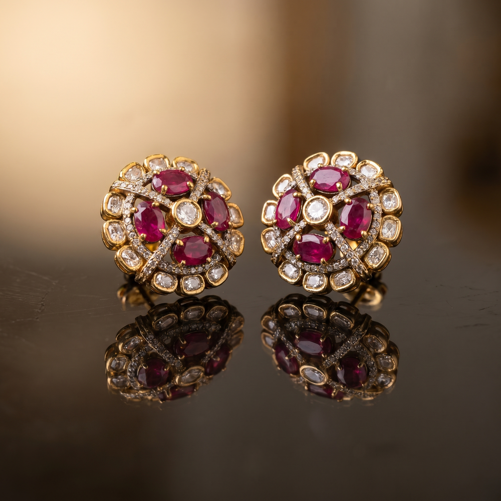 Aditi royal bloom stud earrings – detail view by Ozel