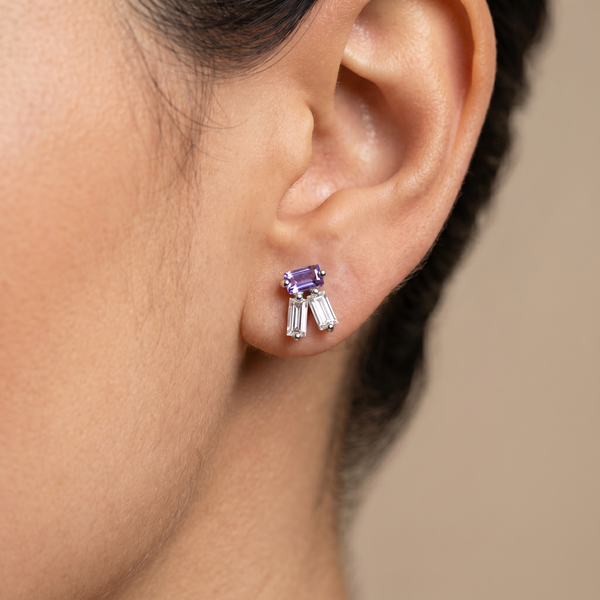 Aelyra 925 Silver Amethyst Studs