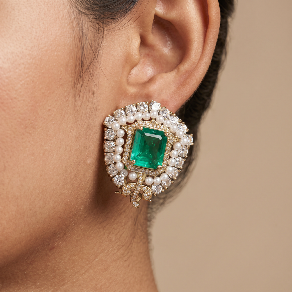 Aneeksha scarlet royale stud earrings – styled detail by Ozel