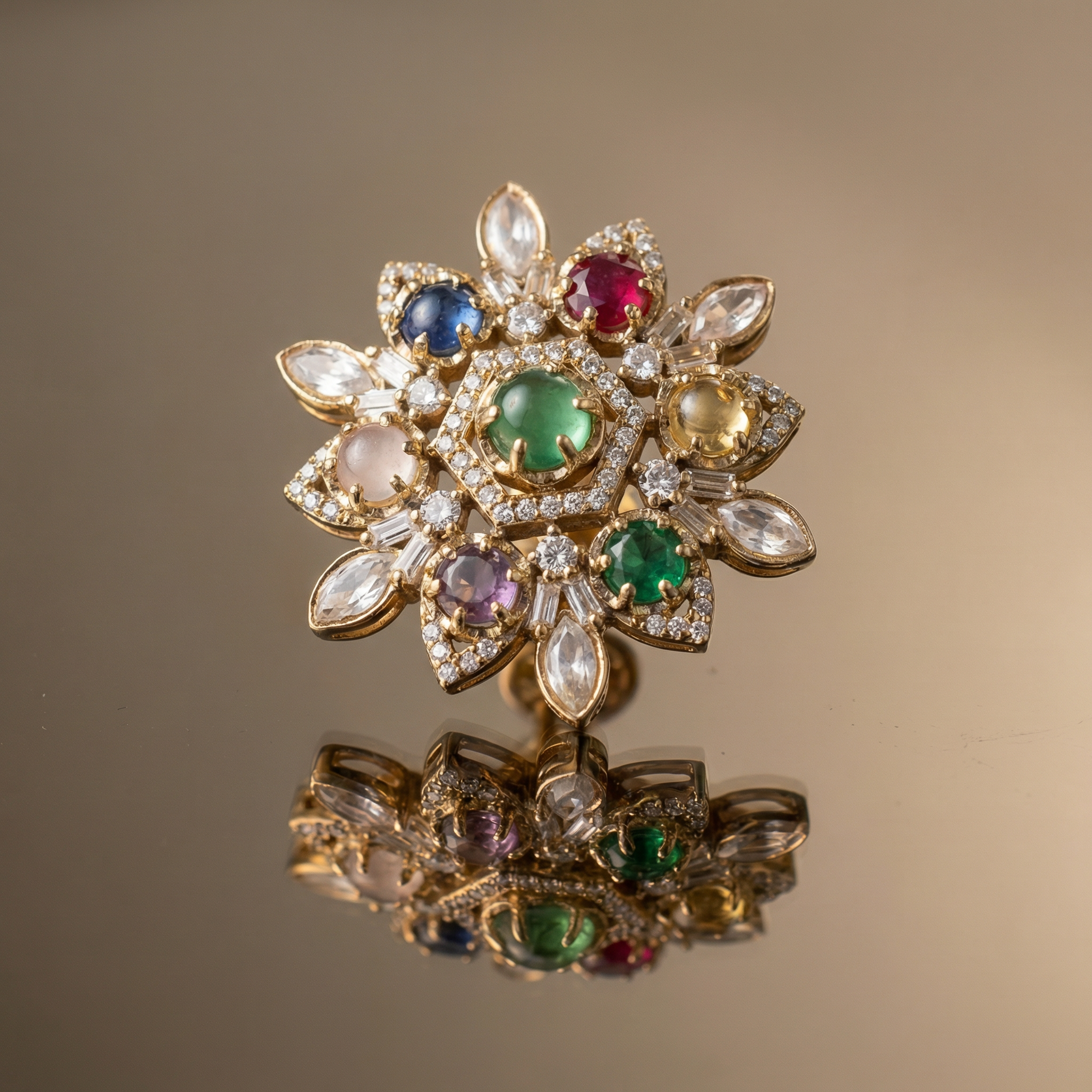 Anvitha Royal Navratna Stud Earrings