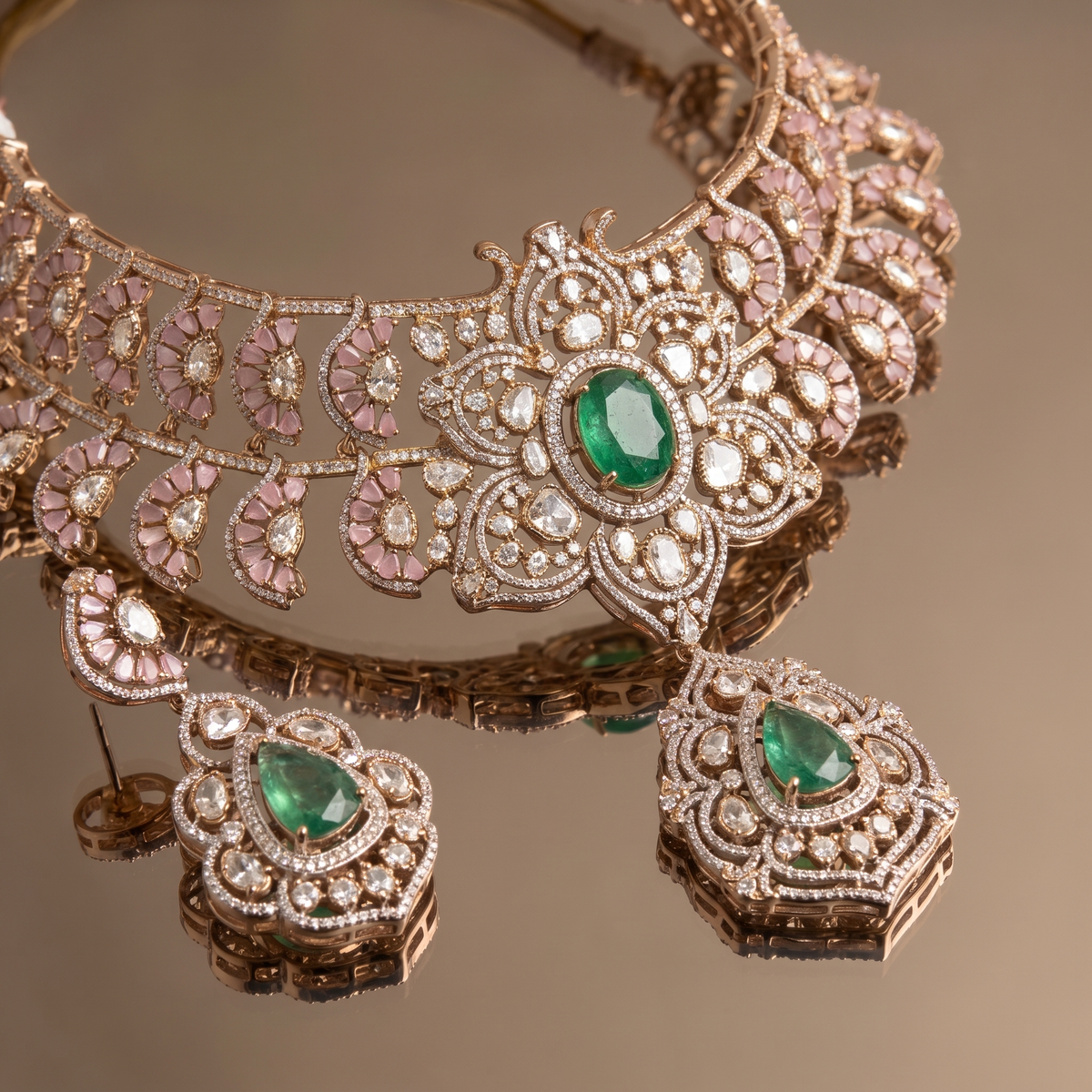 Aroha Emerald Kundan Choker Set