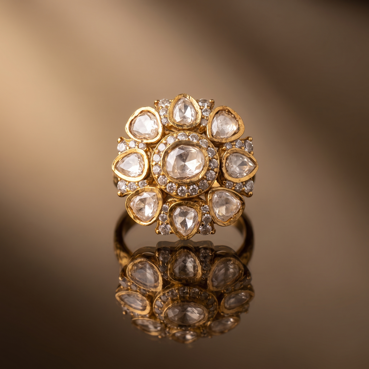 Avika Floral Kundan Earring & Ring Set