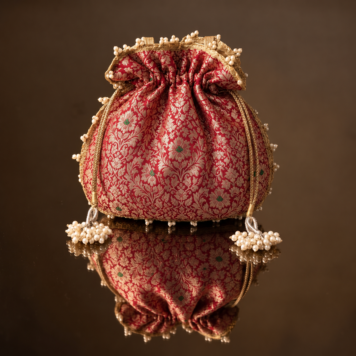 Red Brocade Potli Bag