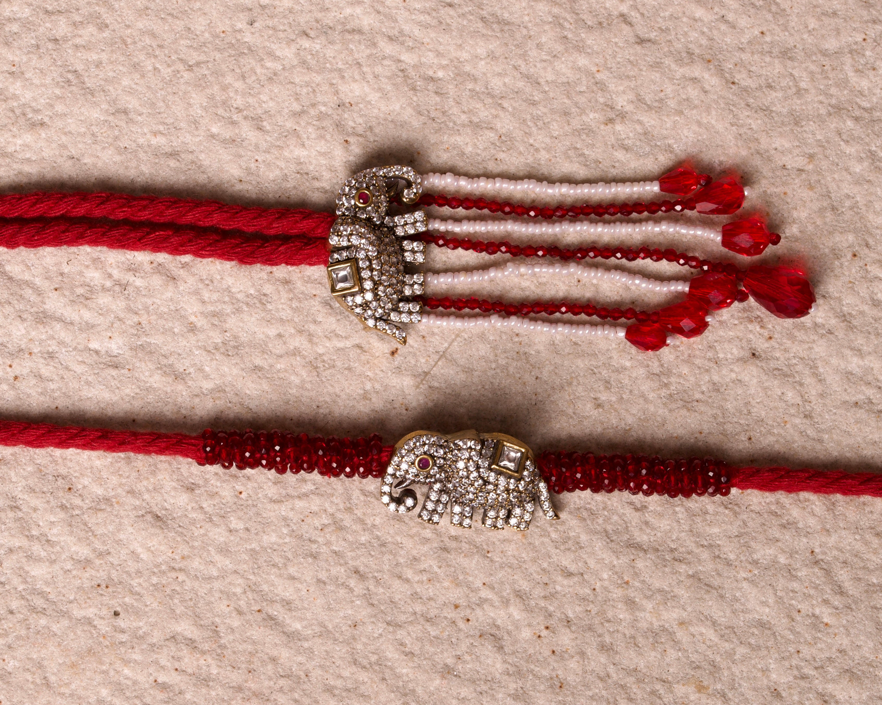 Haathi raja rakhi lumba set - red