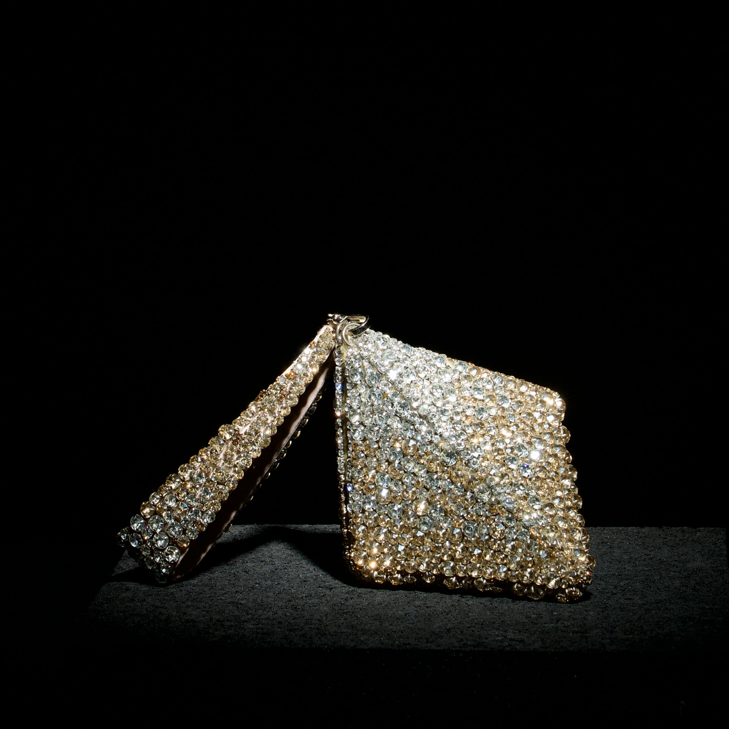 Gold Silver Pyramid Structured Bag