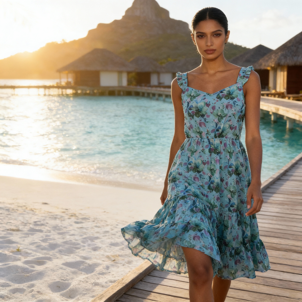 Breeze floral dress – light Indian designer dress by Ozel