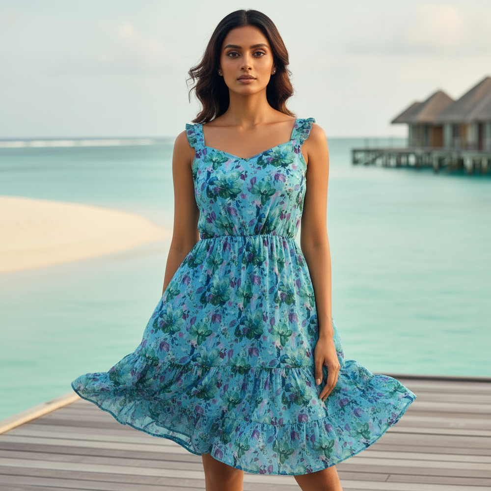 Breeze floral dress – light Indian designer dress by Ozel