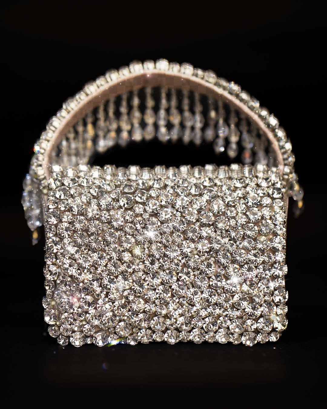 Rhinestones mini flap bag with handle