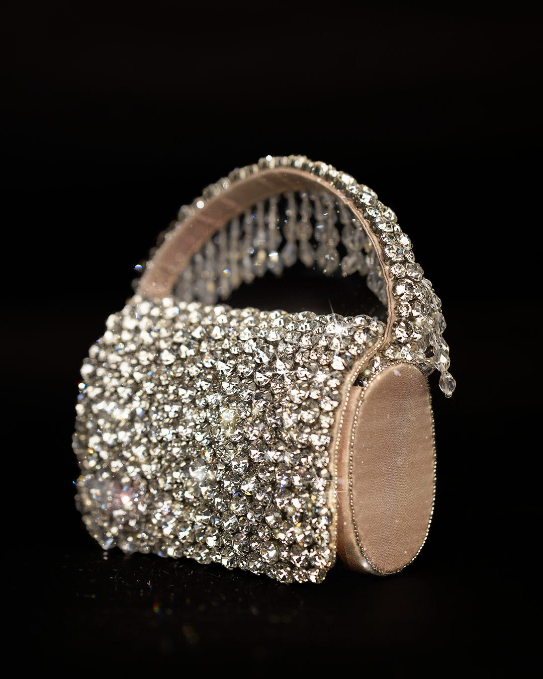 Rhinestones mini flap bag with handle