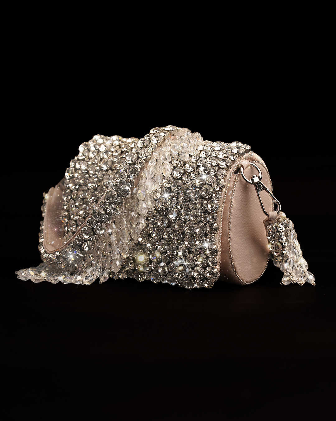 Rhinestones mini flap bag with handle