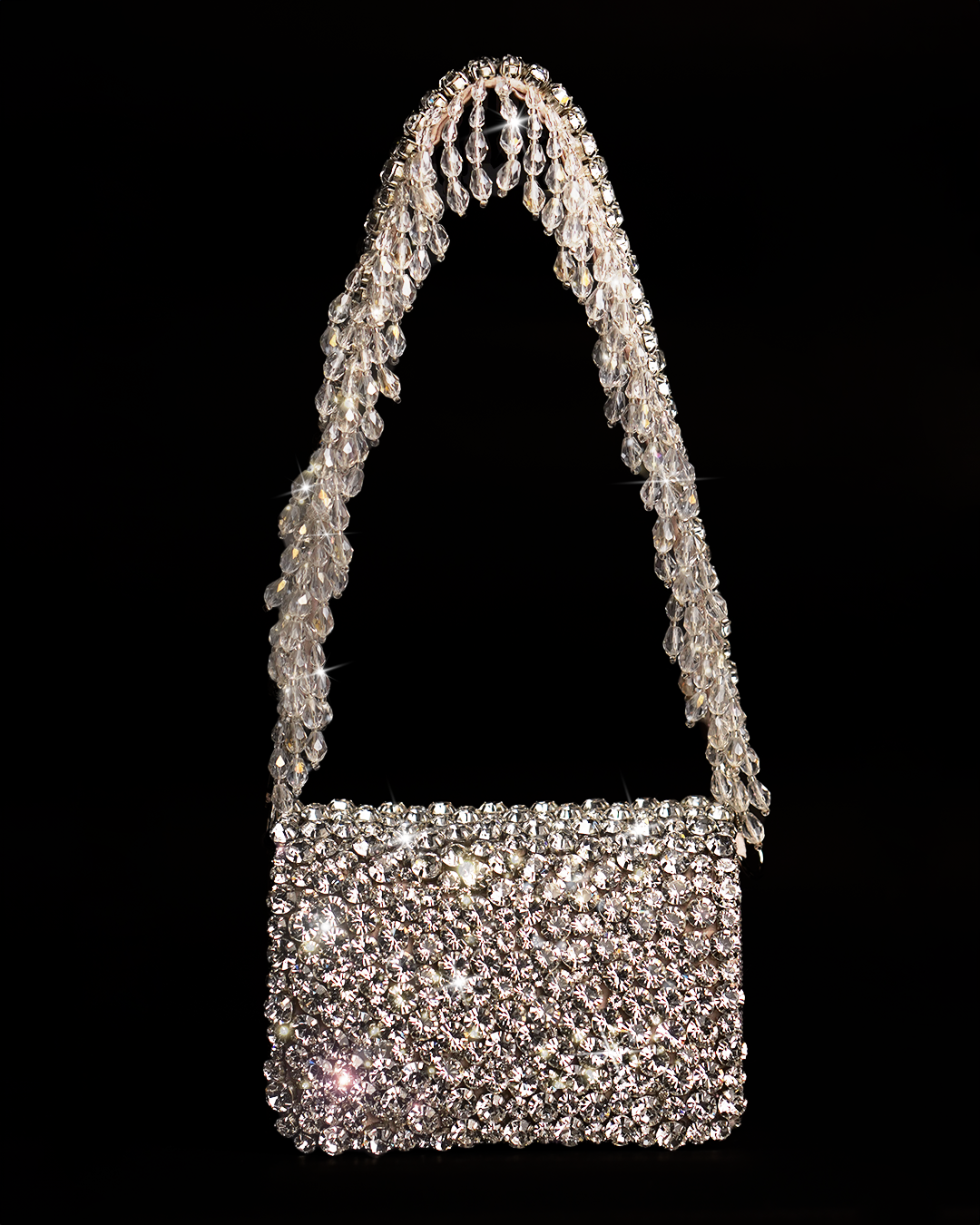 Rhinestones mini flap bag with handle