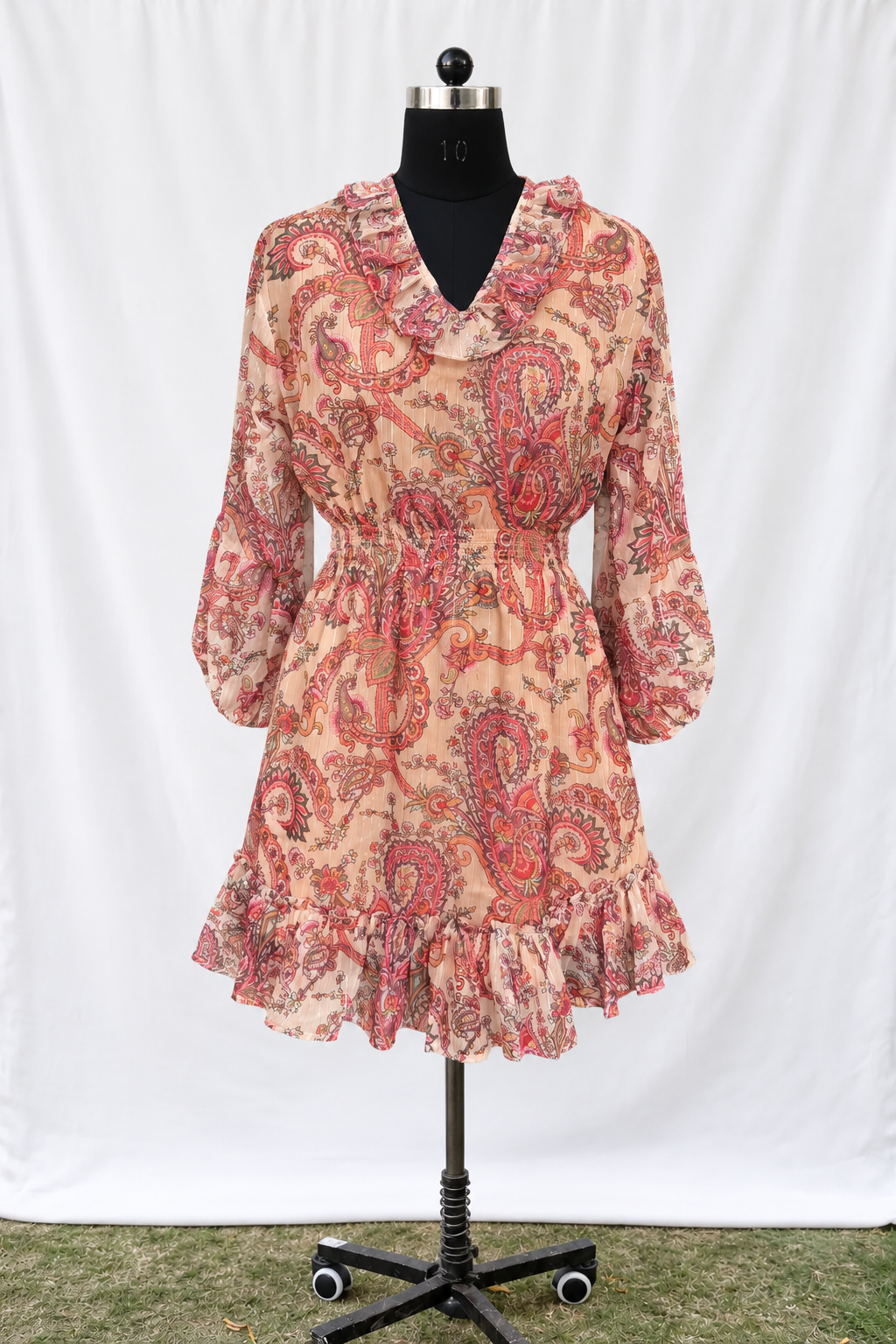Paisley Ruffle Mini Dress