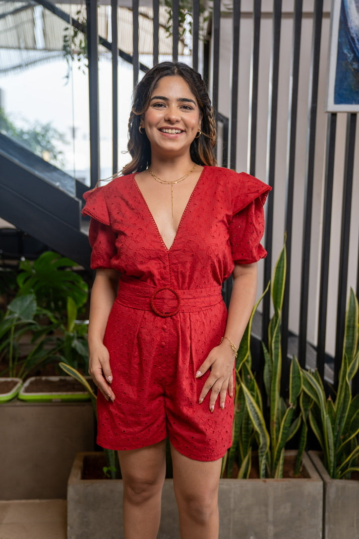 Red Schiffli Jumpsuit