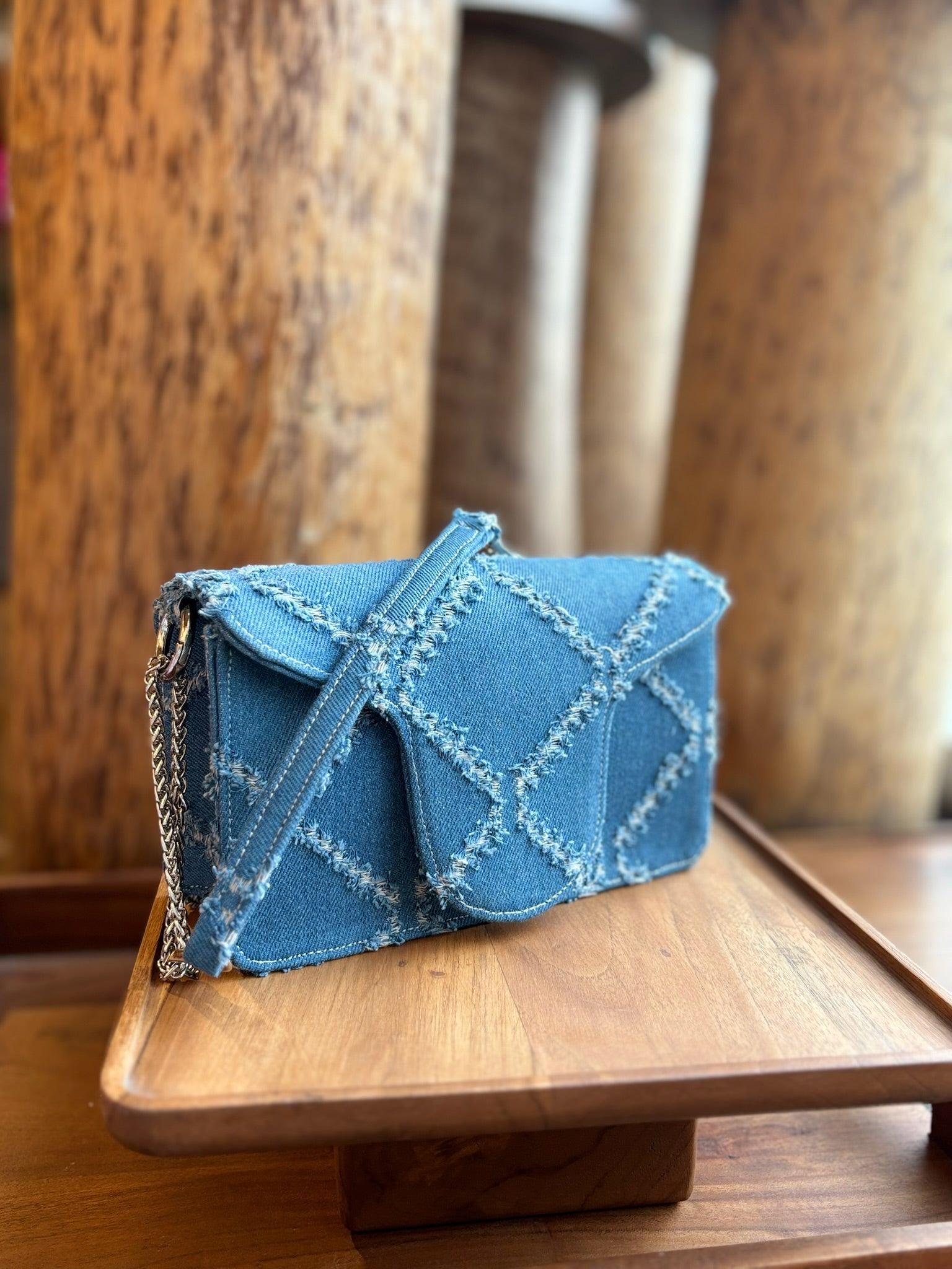 Ripped Denim Flap Bag - Ozel