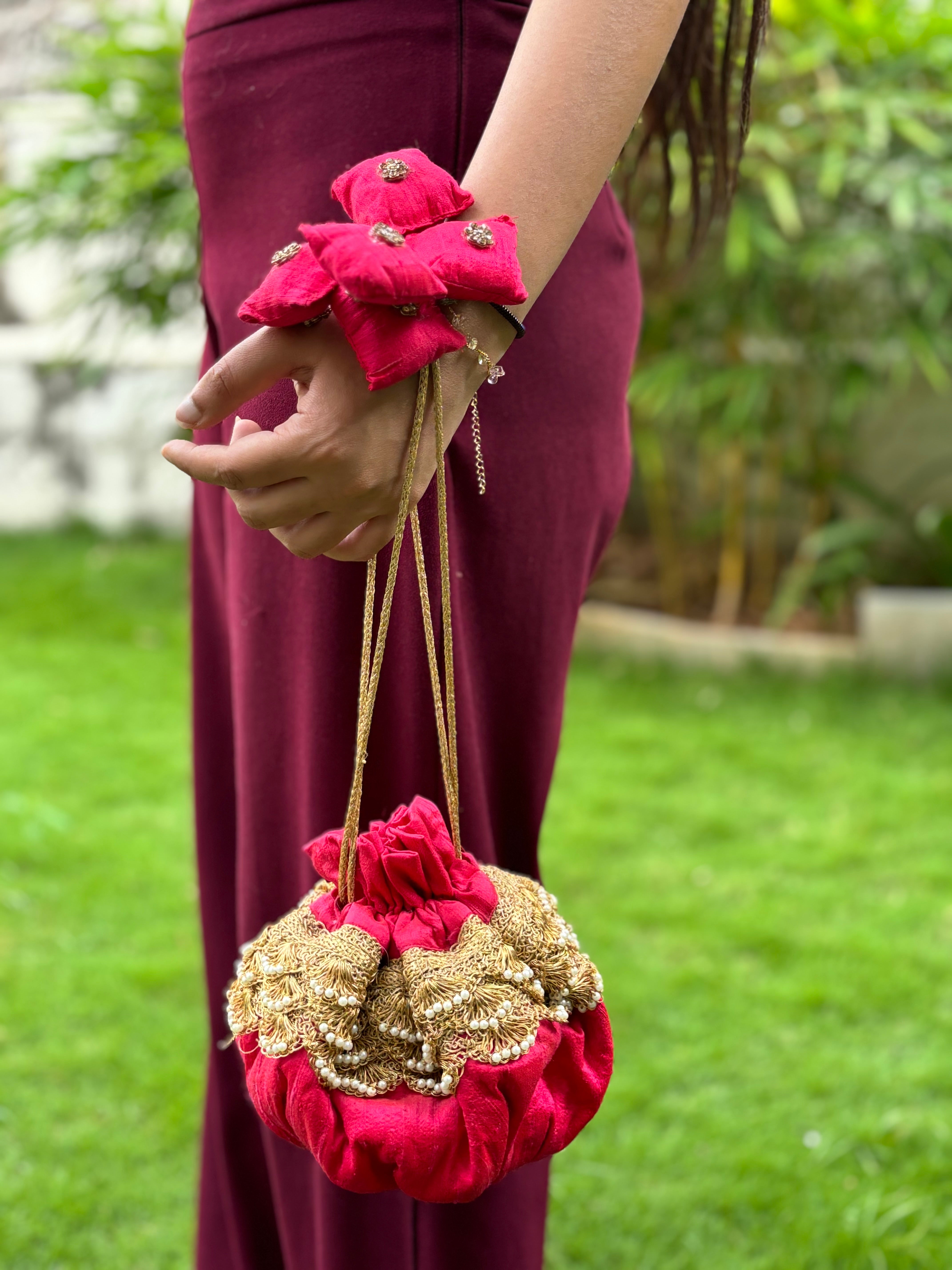 Sample Red Lace Potli