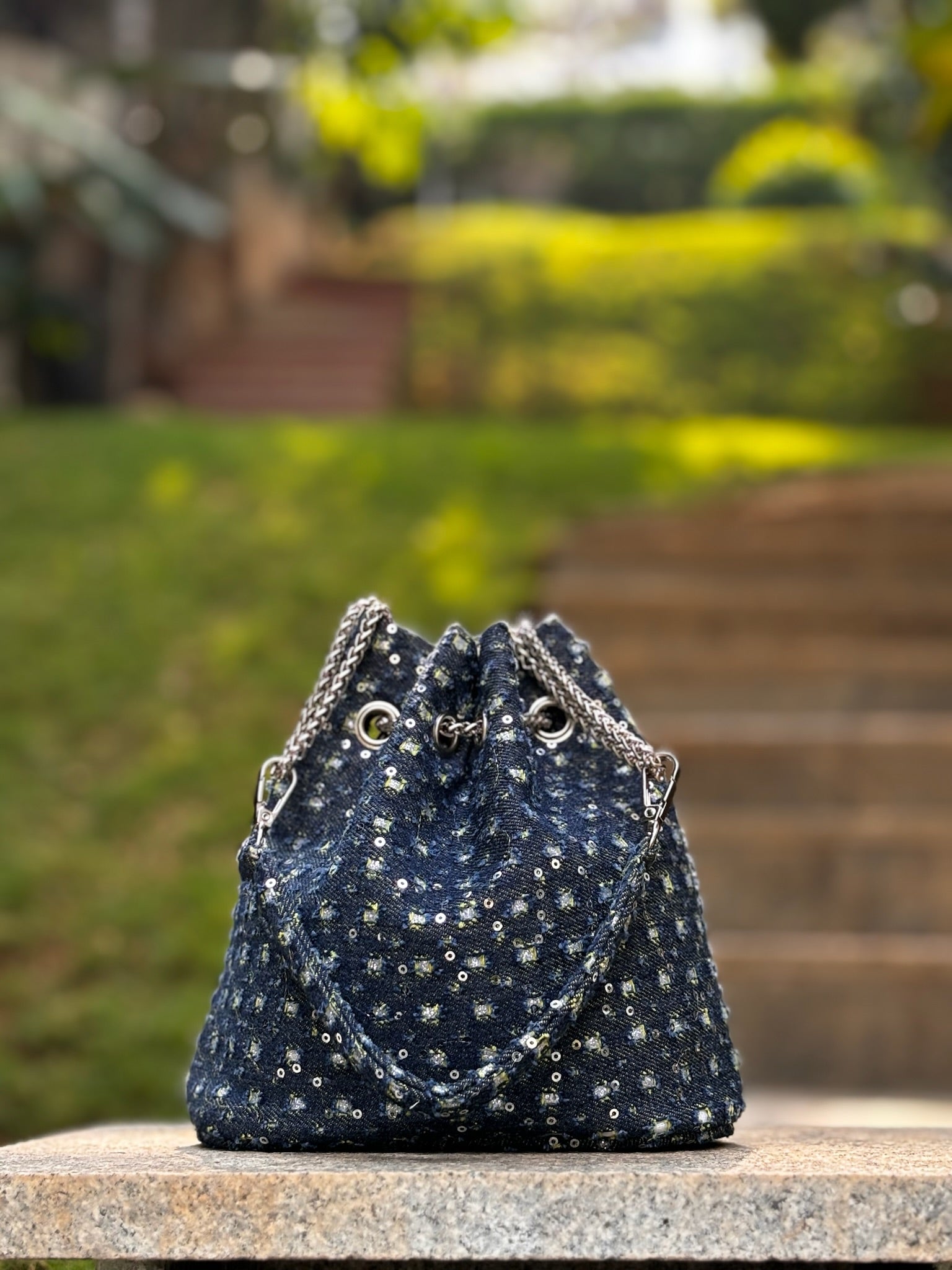 Pebble Denim Bucket Bag