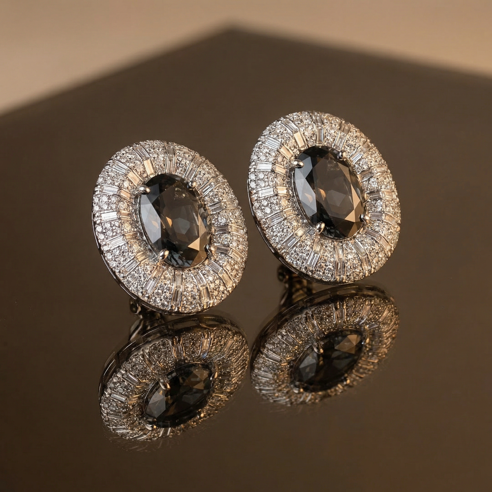 Charvi eclipse stud earrings – detail view by Ozel