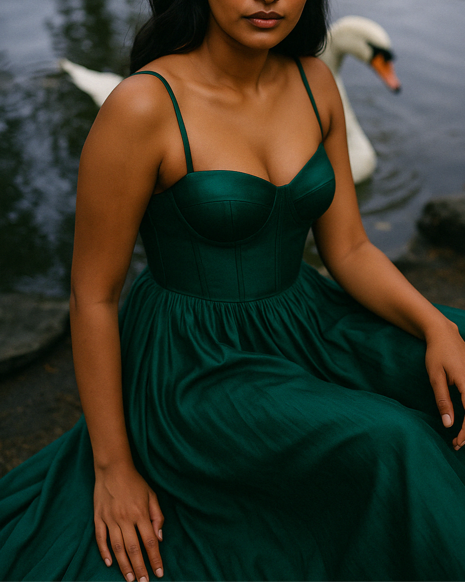Emerald Corset Midi Dress