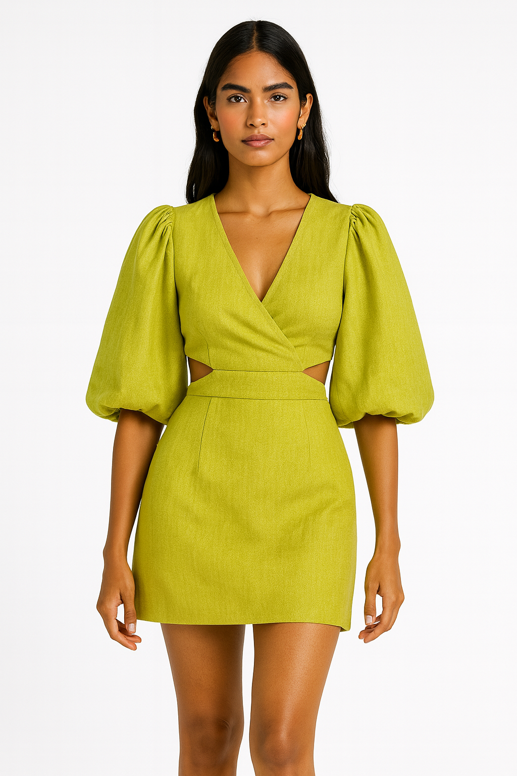 Daisy Cutout Puff Sleeve Mini Dress