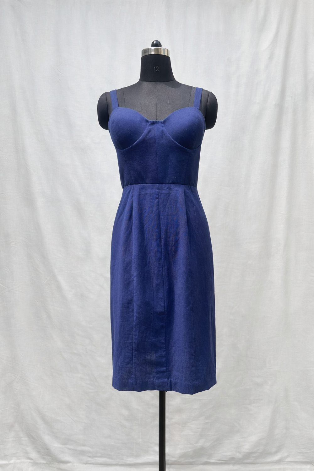 Navy Khadi Corset Dress – structured navy khadi corset by Ozel