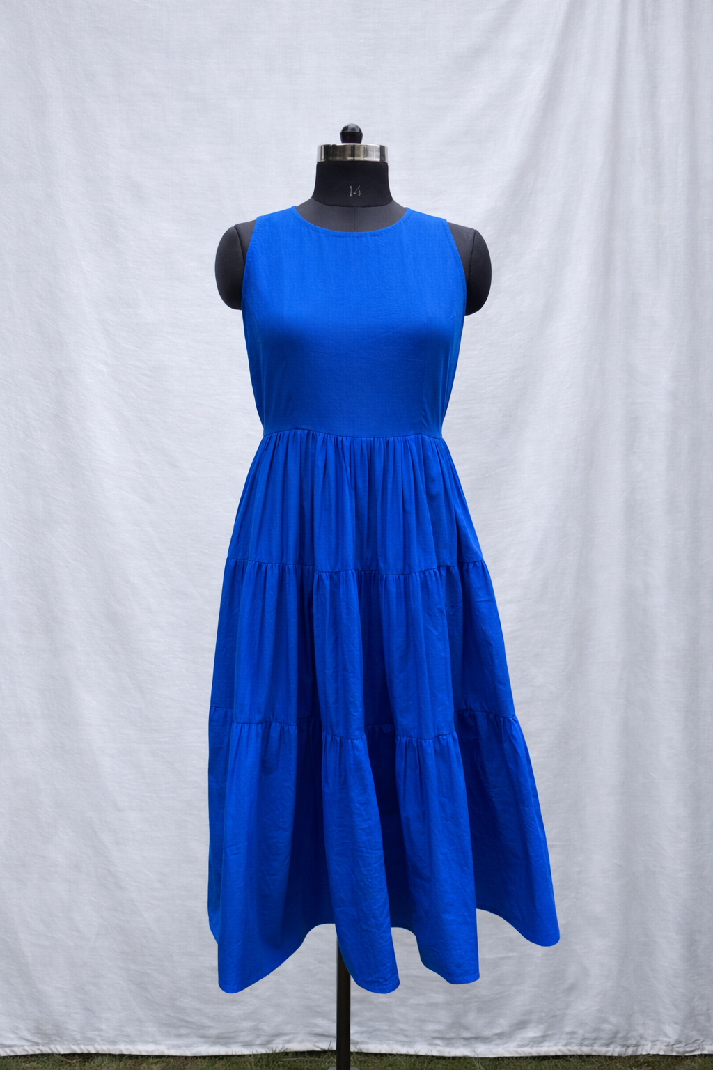 Cobalt Blue Poplin Midi Dress (Sale)