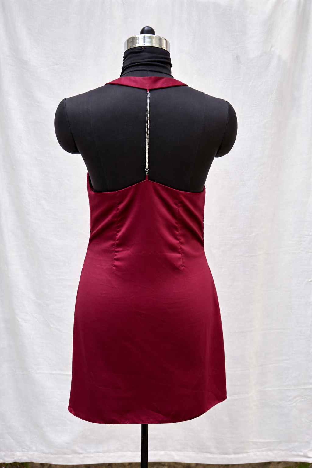 Satin Cowl Mini Dress – draped cowl-neck mini by Ozel