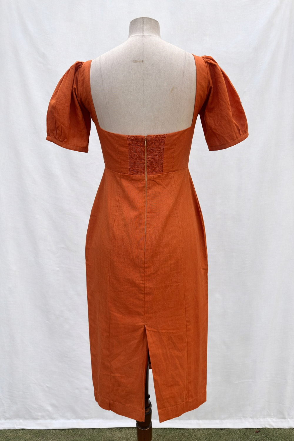Sweetheart Puff Sleeve Dress Rust – feminine sweetheart dress by Ozel