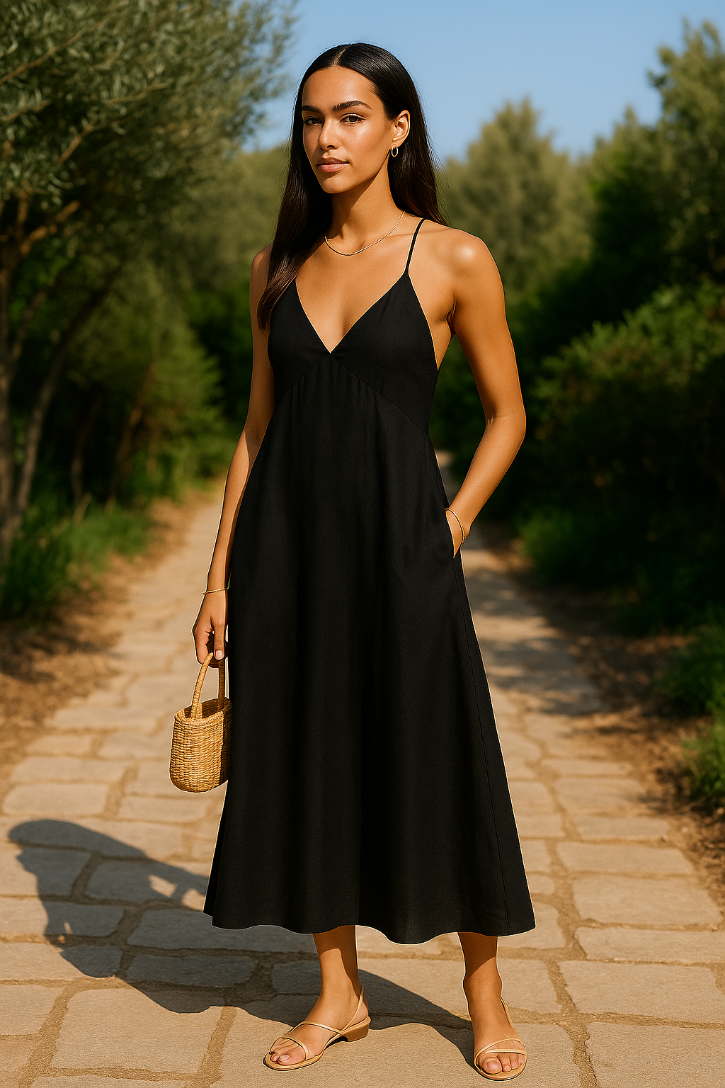 Sundrenched Cotton Linen Midi Dress