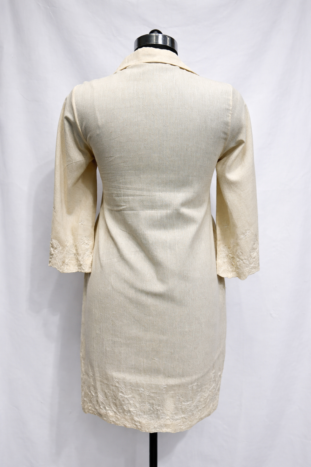 Khadi Dress with Floral Embroidery – heritage handspun dress by Ozel