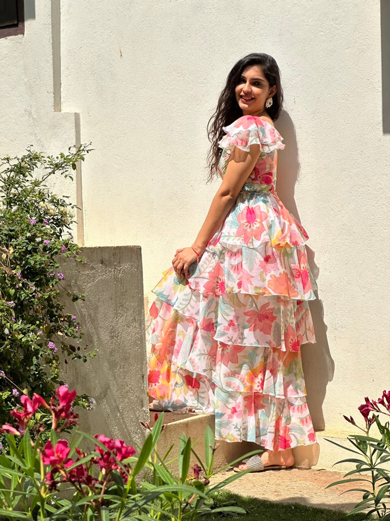 Gulabi Layered Dress – luxury layered occasion dress by Ozel