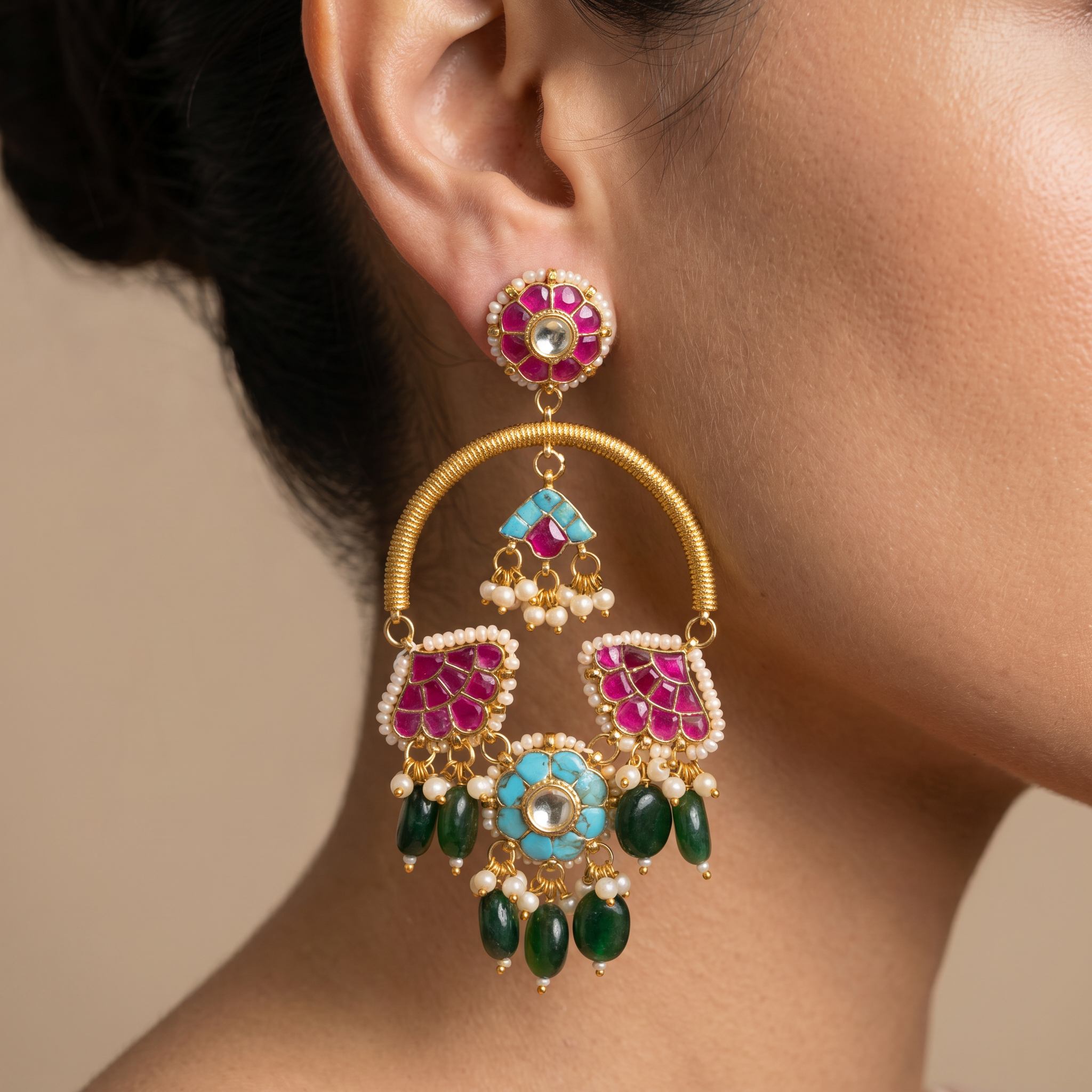 Devyani Multicolor Hoop Drops
