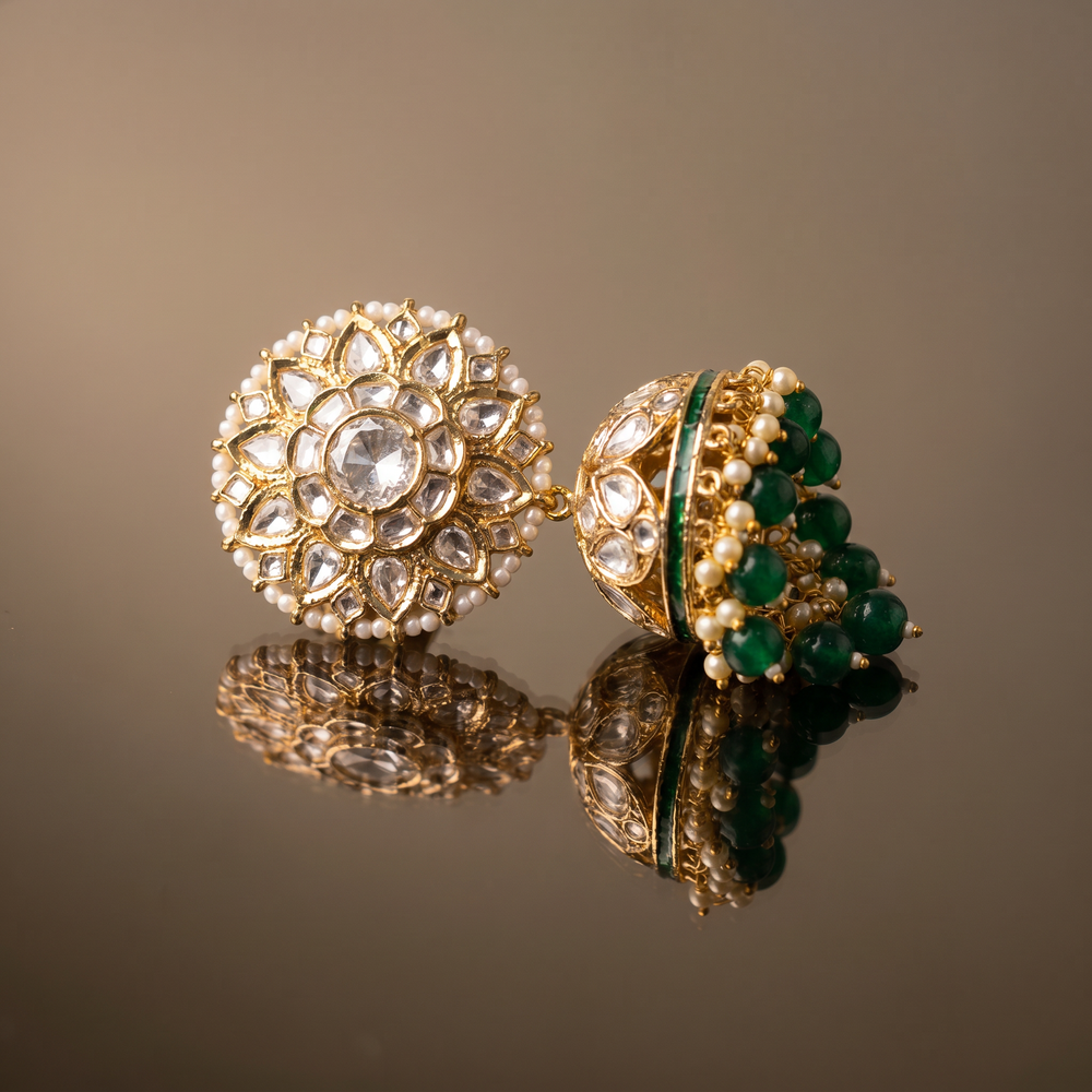 Devyora royal bloom jhumka – styled detail by Ozel