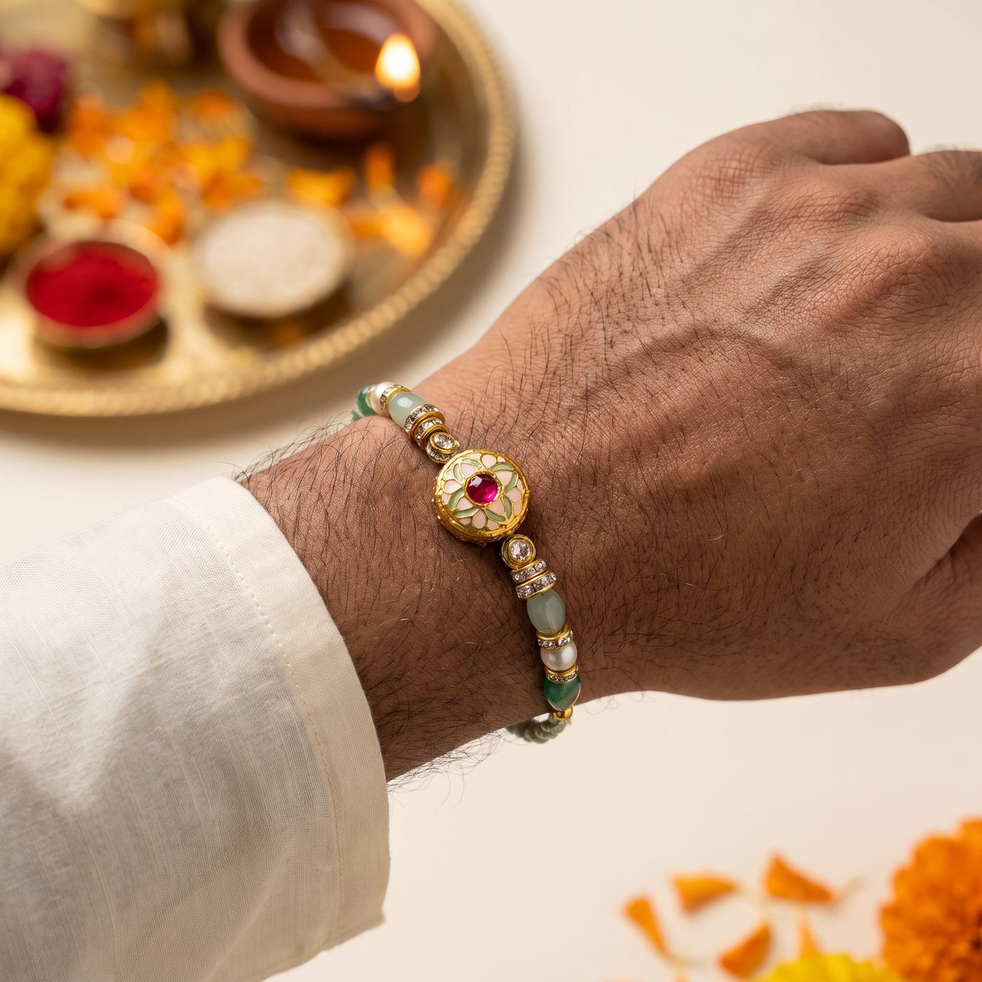 Divya Kundan Swastik Rakhi