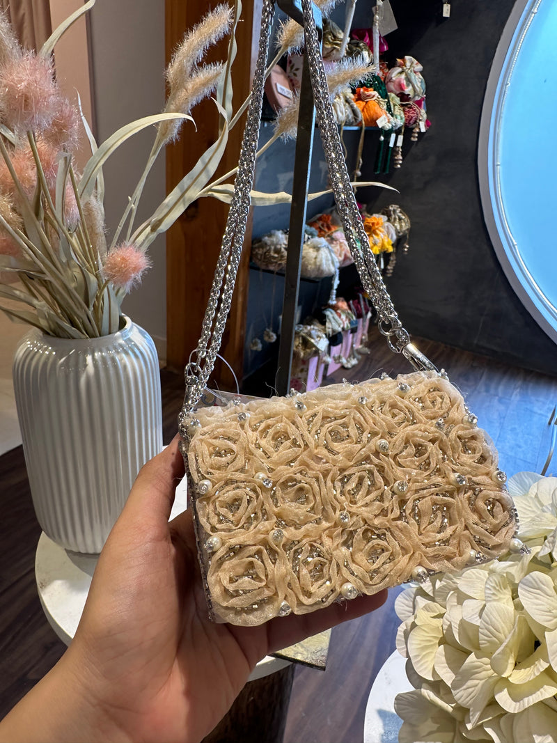 Mini flap bag with roses